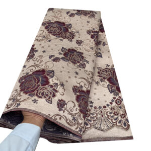 YQOINFKS Jacquard Fabric New Embroidery Tulle Lace African Lace Fabric Wedding Dress Sewing Craft 5 Yards